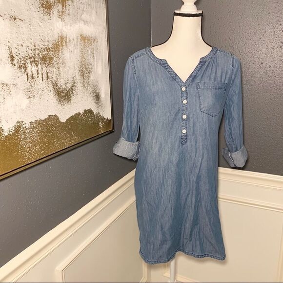 Express chambray denim shirt dress - Picture 2 of 4